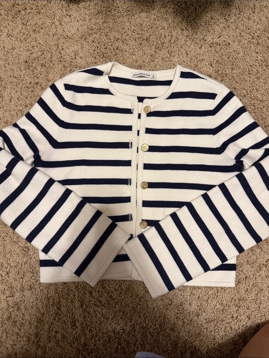 Abercrombie & Fitch Sweaters - Abercrombie & Fitch Navy and White Striped Cardigan